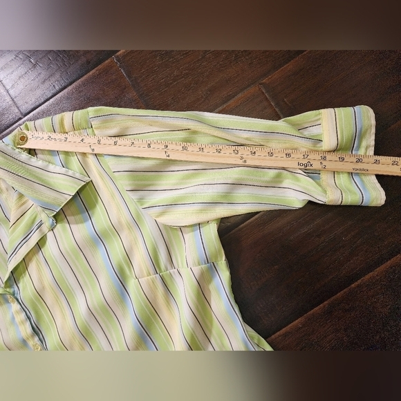 Cotton Express Striped Stretch Button Up Collared Womens Blouse 18W - Picture 3 of 9